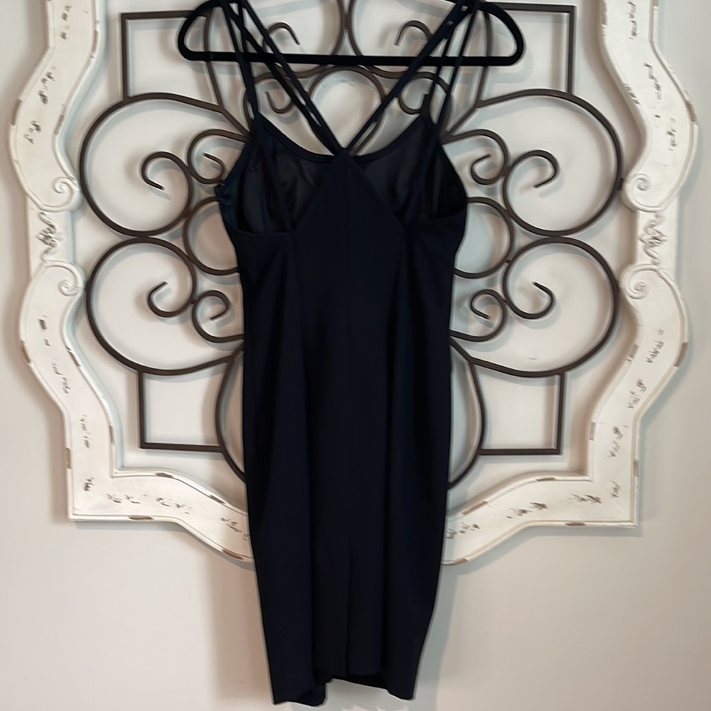 DATIANI DOUBLE CRISSCROSS RACERBACK STRAP MINI DRESS BLACK SIZE 4 - Picture 4 of 9
